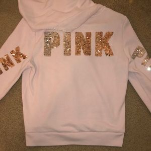 Pink bling zip up hoodie